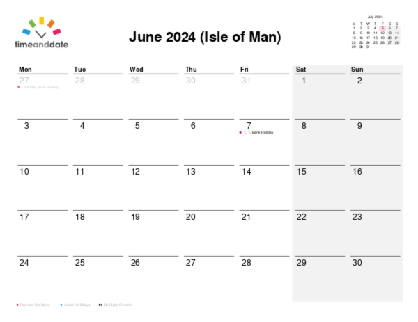Calendar for 2024 in Isle of Man