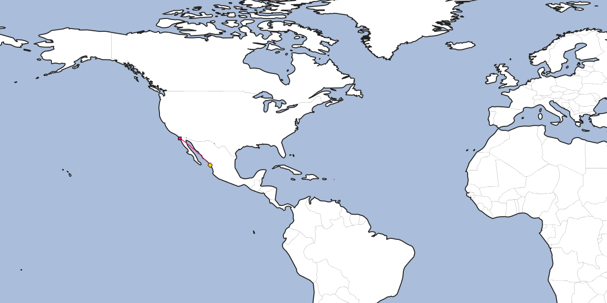 Map – Shortest path between Tijuana and Mazatlan