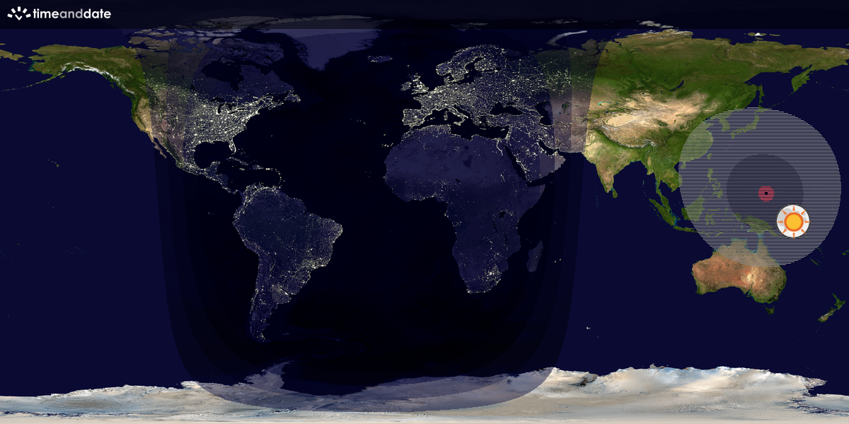 Map showing day and night parts of the world
