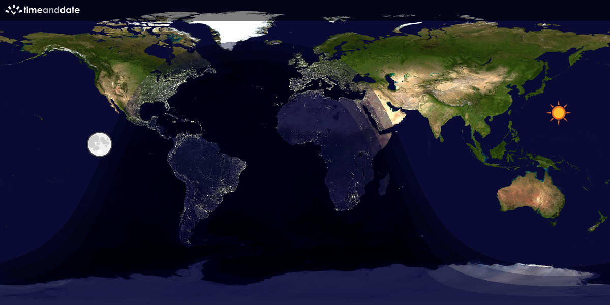 Map showing day and night parts of the world