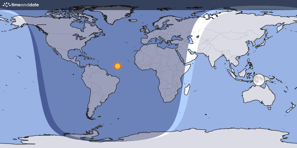 Map showing which part of the Earth the Moon is currently above the horizon at.