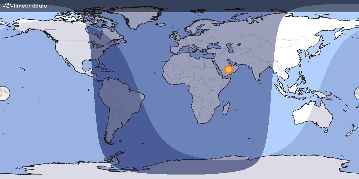 Map showing which part of the Earth the Moon is currently above the horizon at.