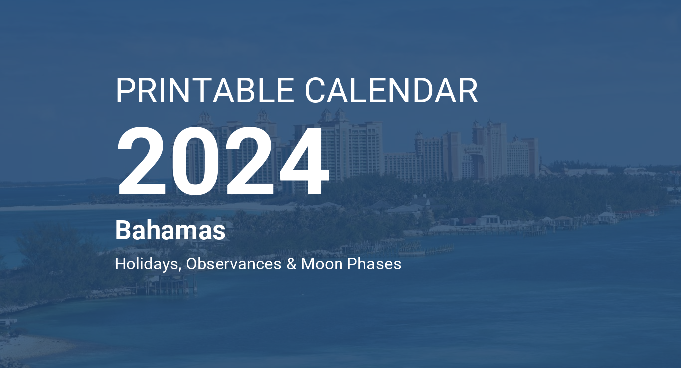 Printable Calendar 2024 for Bahamas (PDF)