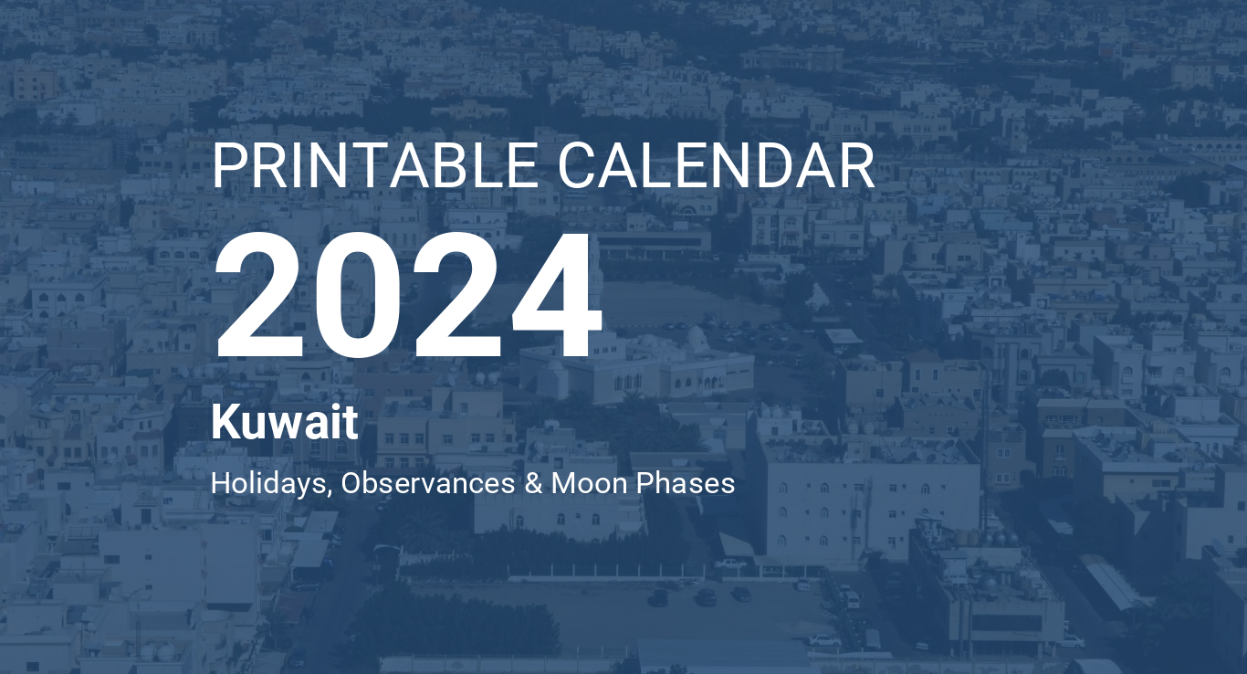 Printable Calendar 2024 for Kuwait (PDF)