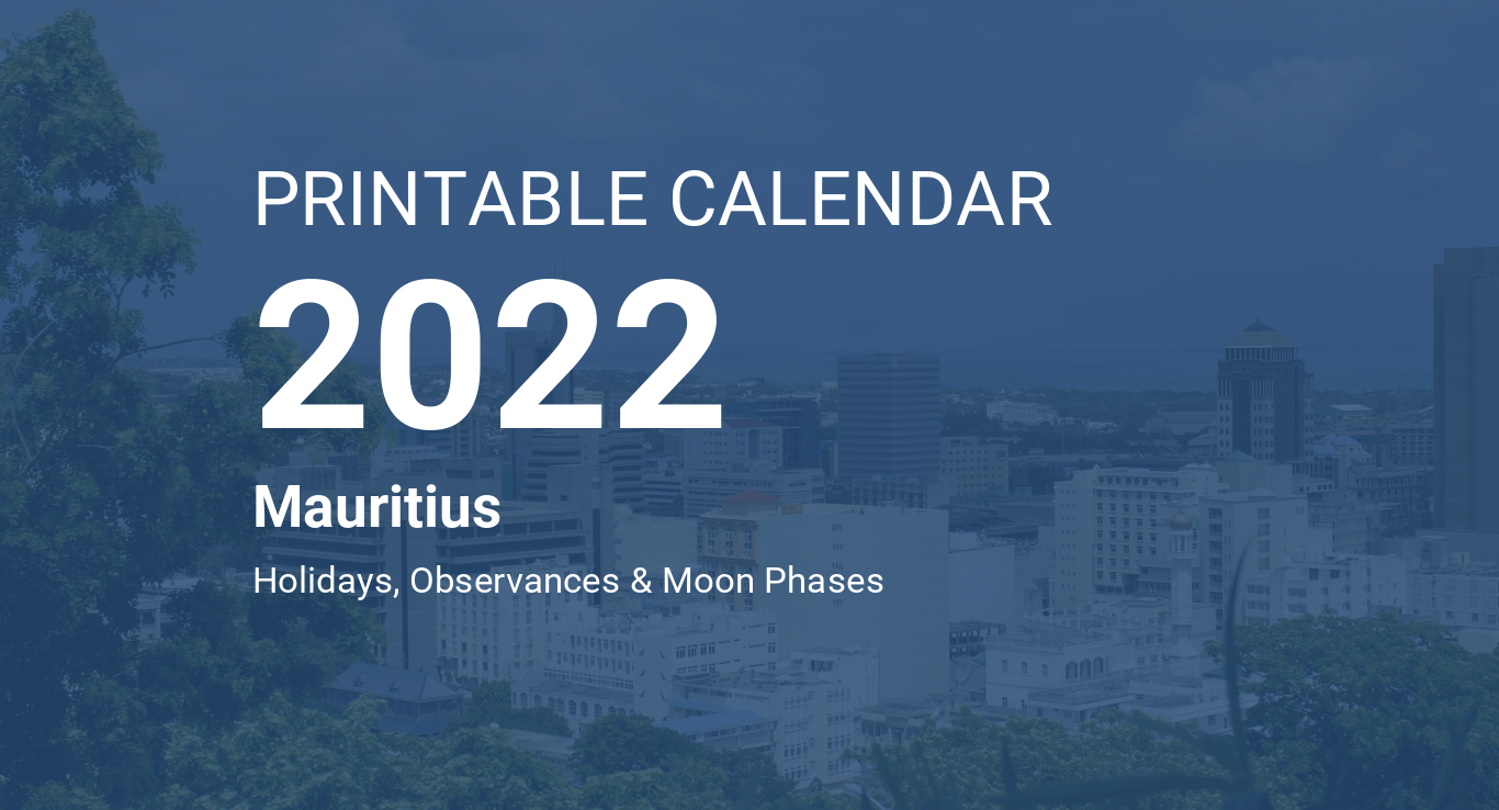 Printable Calendar 2022 for Mauritius (PDF)