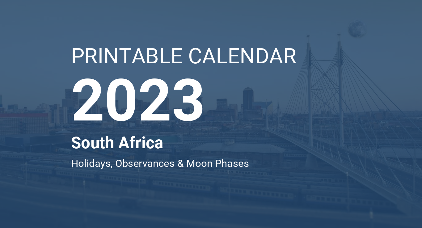 Printable Calendar 2023 for South Africa (PDF)