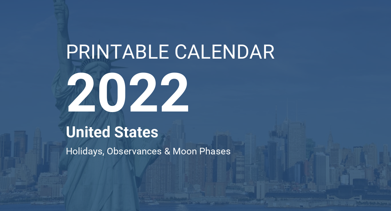 free printable calendar with holidays for 2022