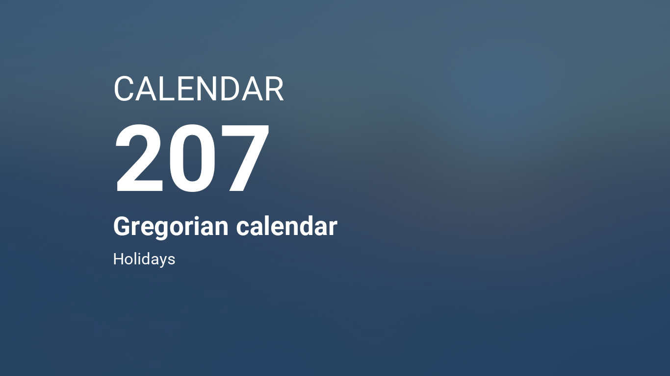 Year 207 Calendar Gregorian Calendar