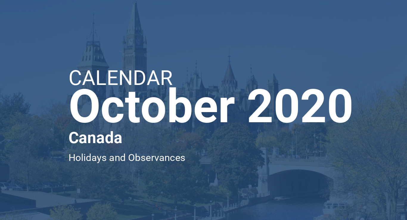 October 2020 Calendar – Canada