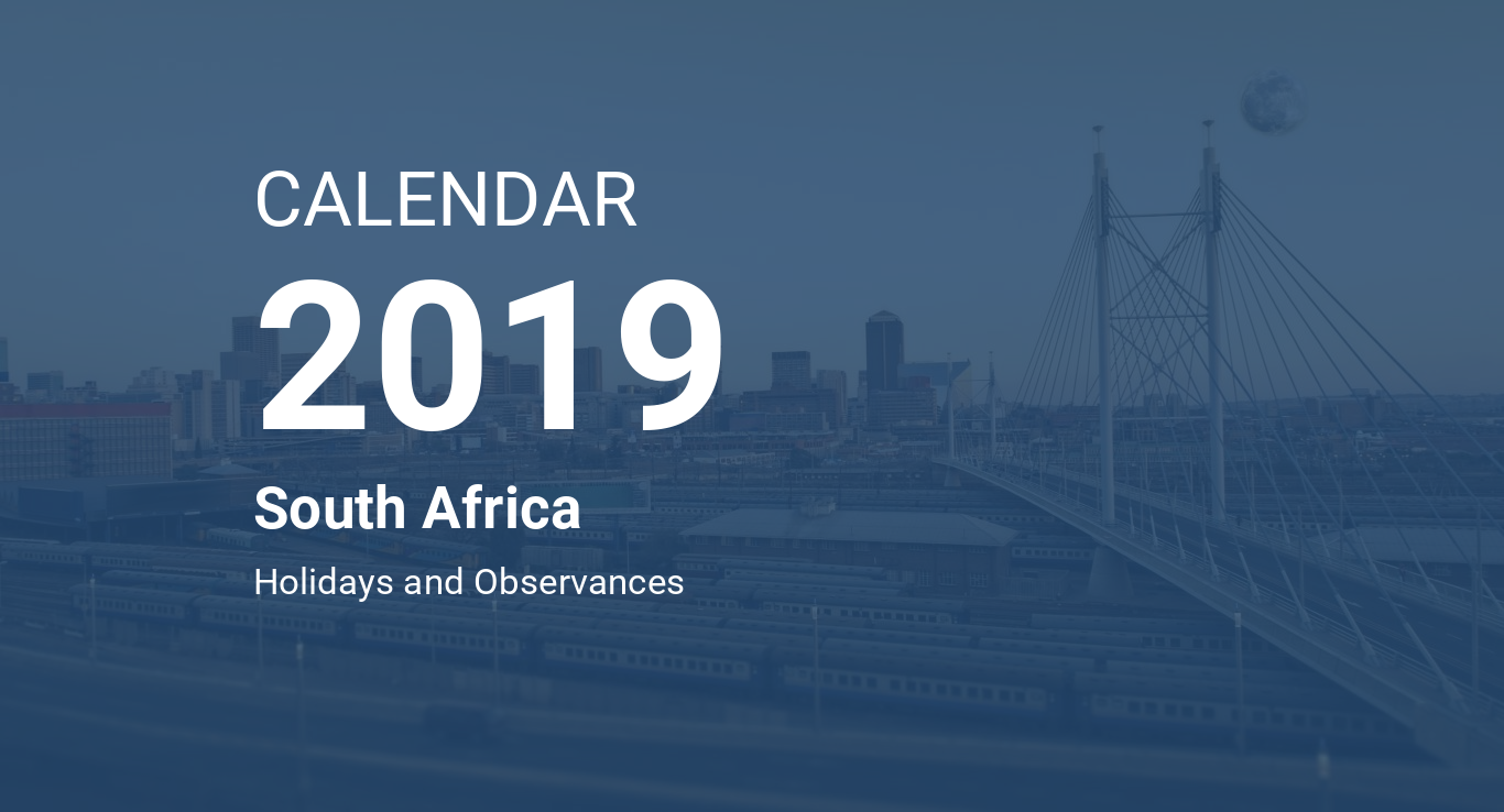 Year 2019 Calendar – South Africa