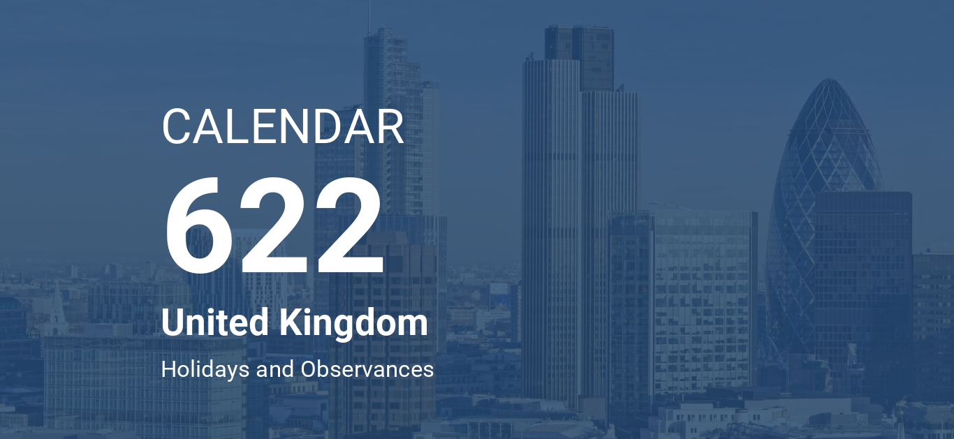Year 622 Calendar United Kingdom