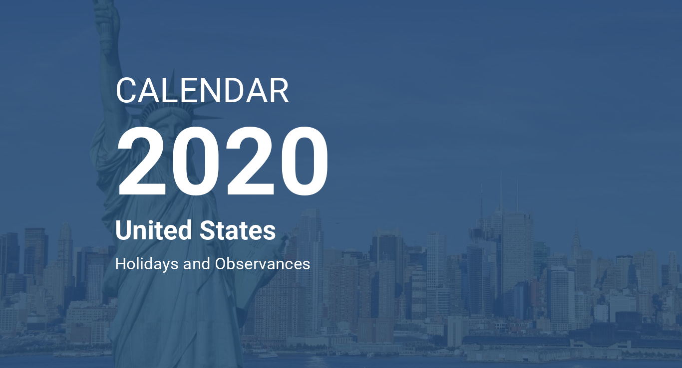 Year 2020 Calendar United States
