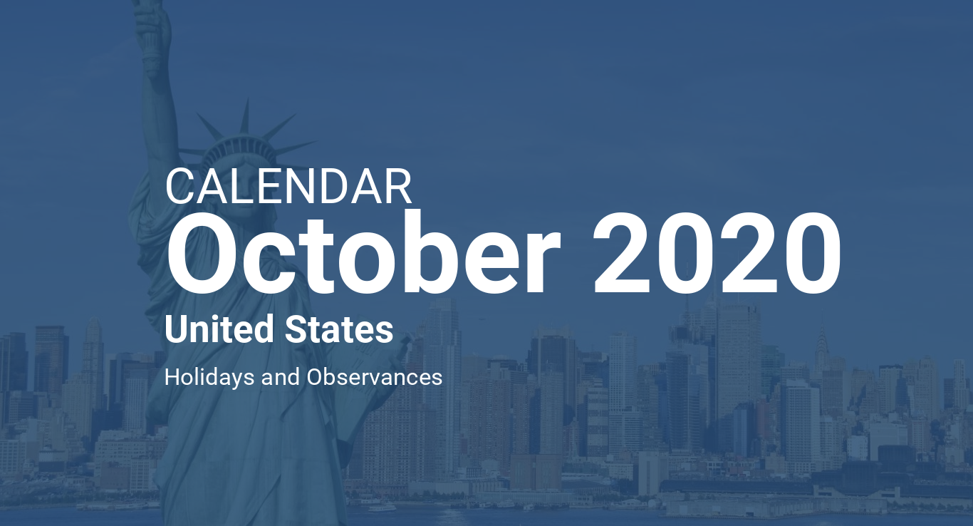 October 2020 Calendar – United States
