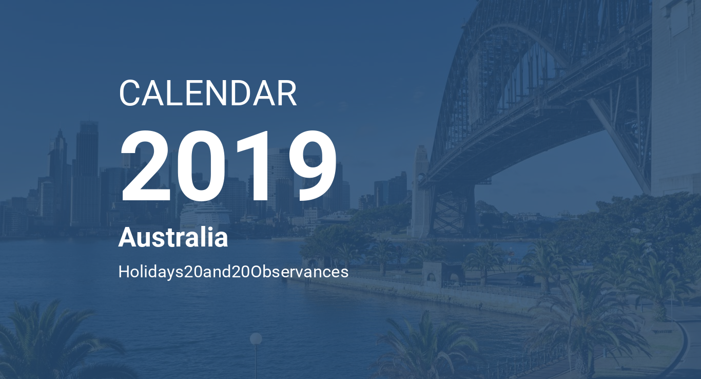 Year 2019 Calendar Australia 
