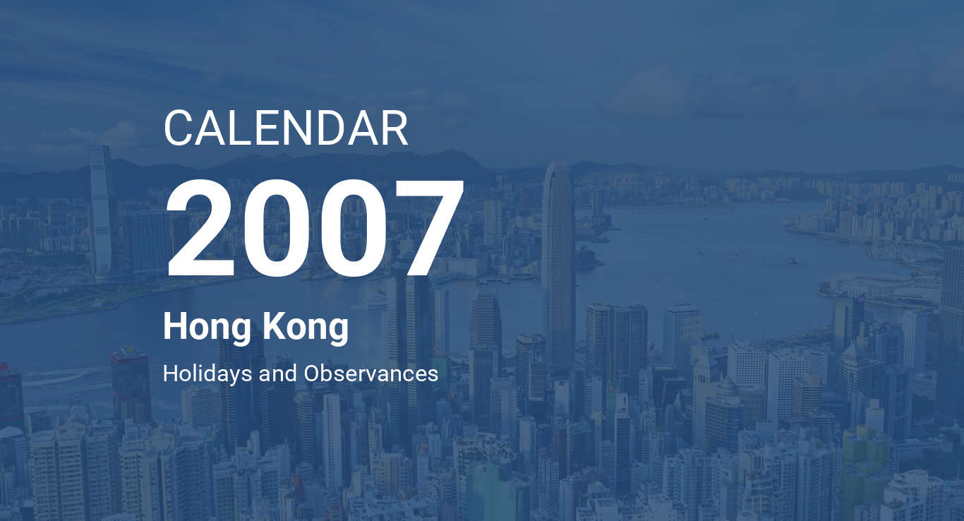 Year 2007 Calendar Hong Kong