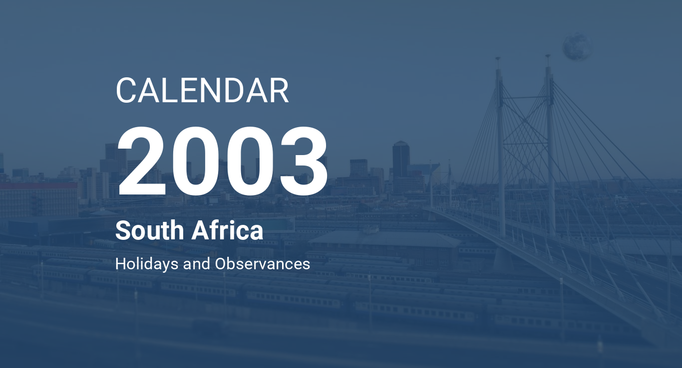 Year 2003 Calendar South Africa