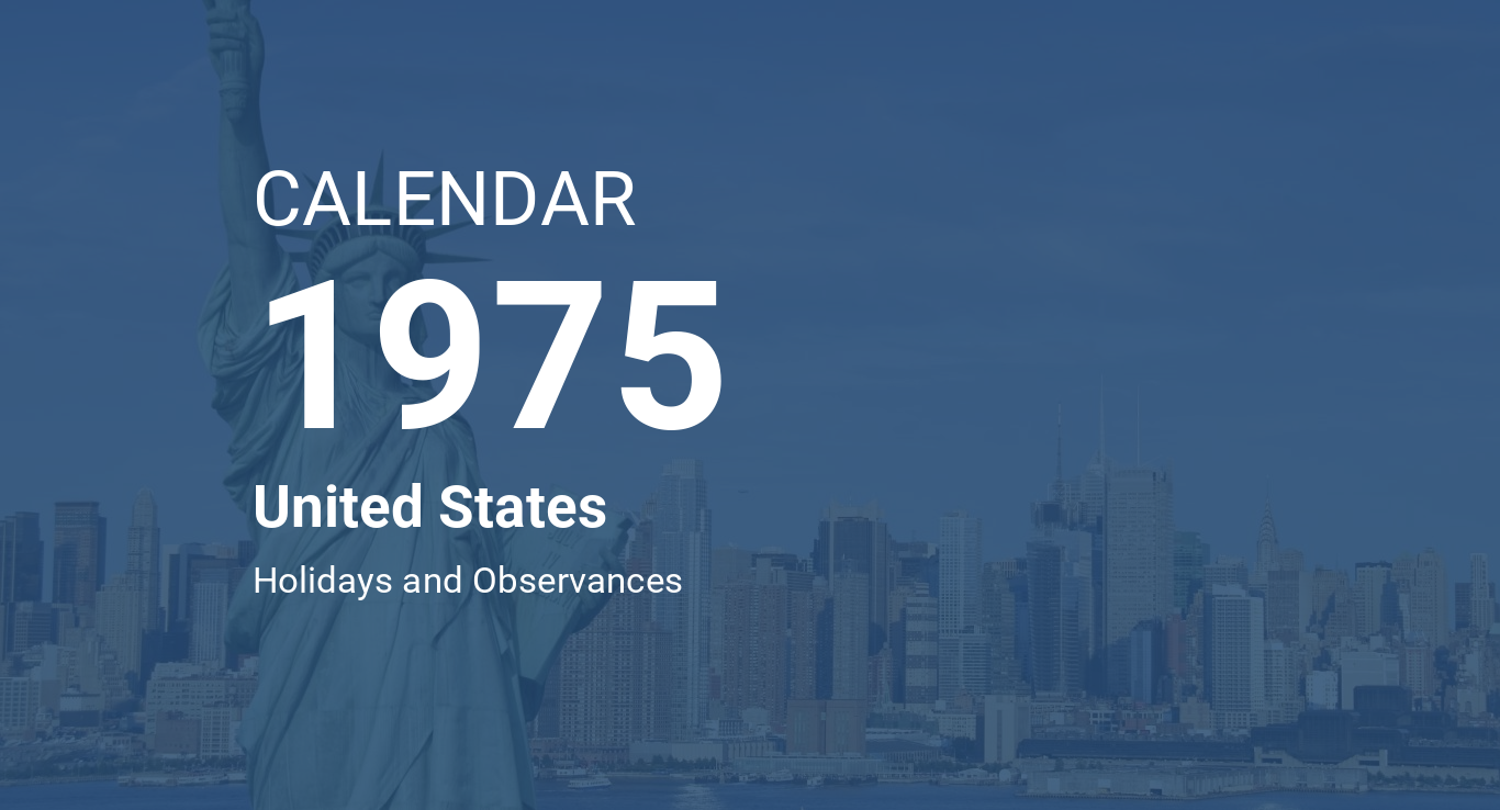 Year 1975 Calendar – United States