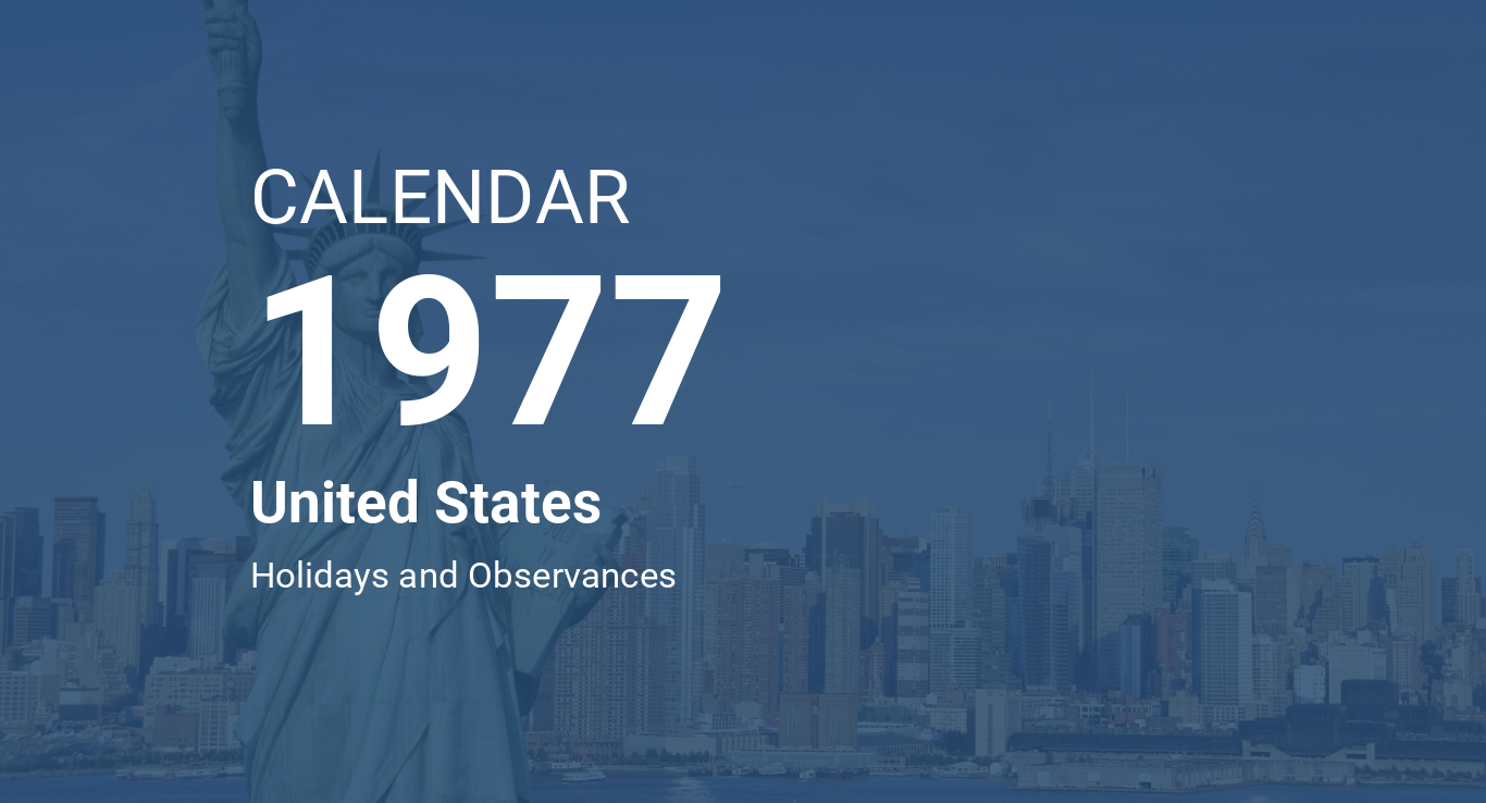 Year 1977 Calendar – United States