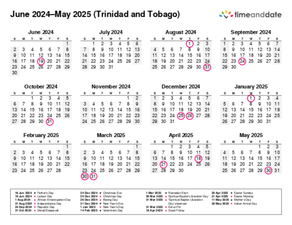Printable Calendar 2024 For Trinidad And Tobago Pdf