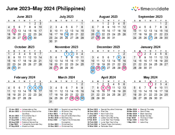 Calendar for 2023 in Philippines