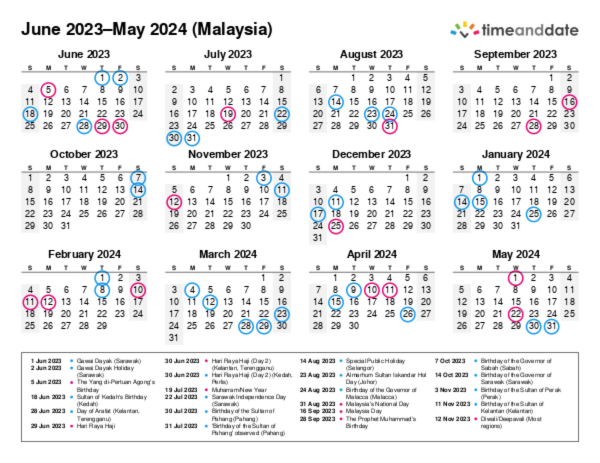 Printable Calendar 2023 for Malaysia (PDF)