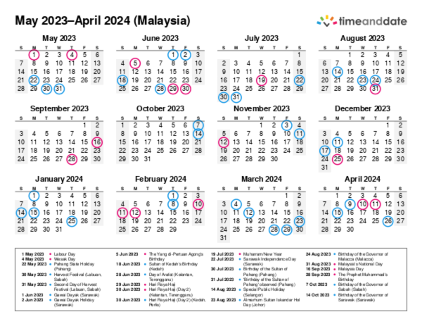 Calendar for 2023 in Malaysia
