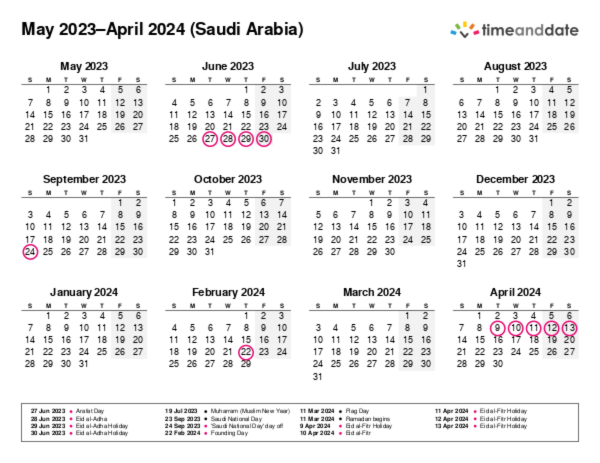 Printable Calendar 2023 For Saudi Arabia Pdf