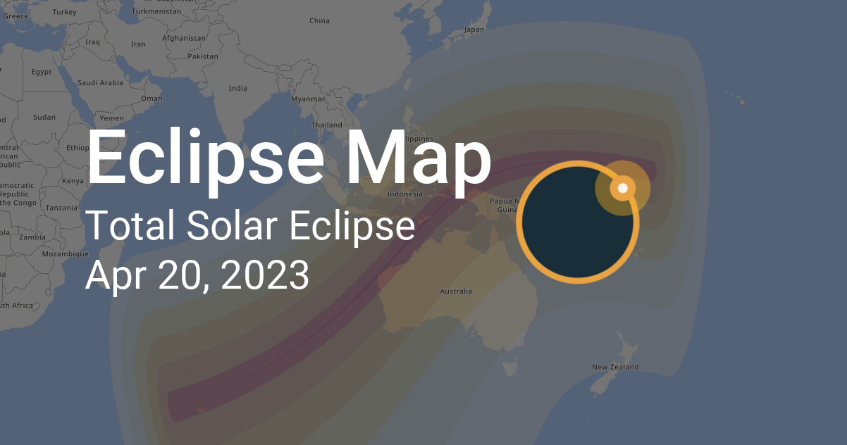 Map of Total Solar Eclipse on April 20, 2023