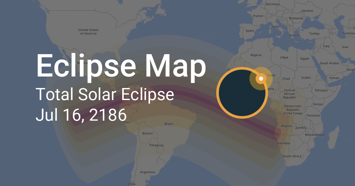Total Solar Eclipse on July 16, 2186: Path Map and Times