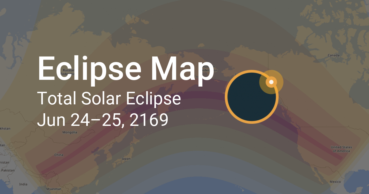 Total Solar Eclipse on June 24–25, 2169: Path Map and Times