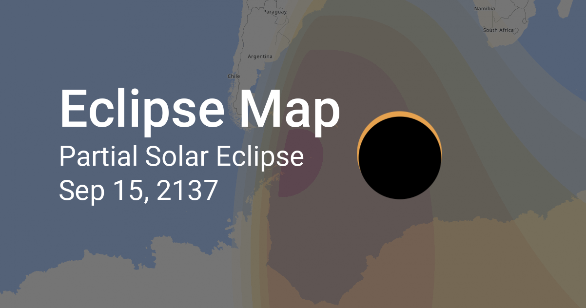 Partial Solar Eclipse on September 15, 2137: Path Map and Times