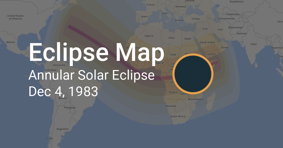 Annular Solar Eclipse on December 4, 1983: Path Map and Times