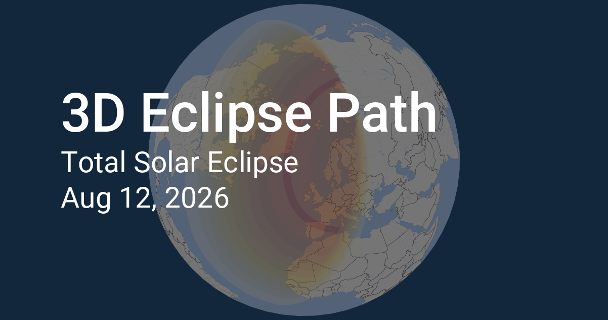 3D Eclipse Path: Solar Eclipse 2026, August 12