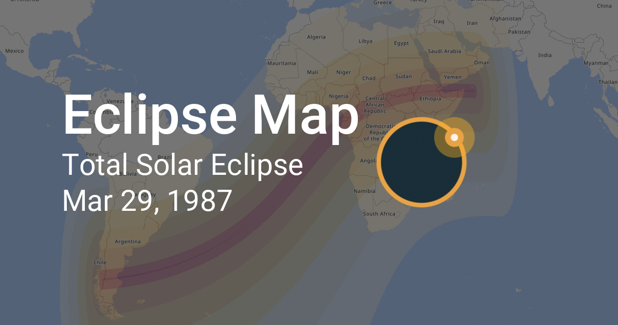 Total Solar Eclipse on March 29, 1987: Path Map and Times