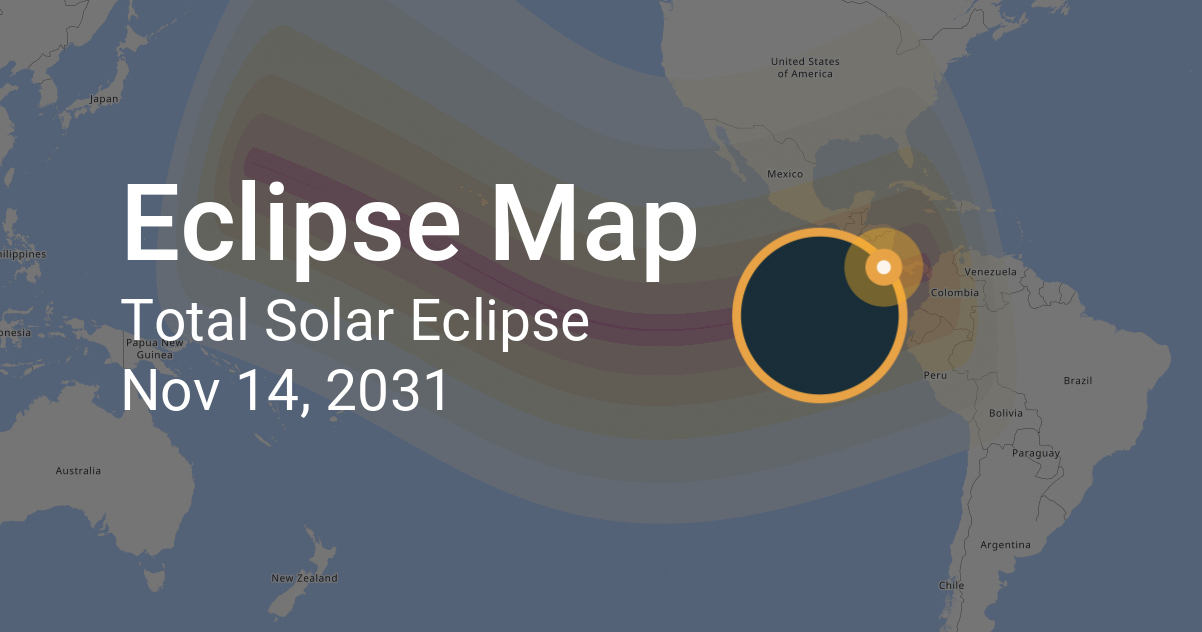Total Solar Eclipse on November 14, 2031: Path Map and Times