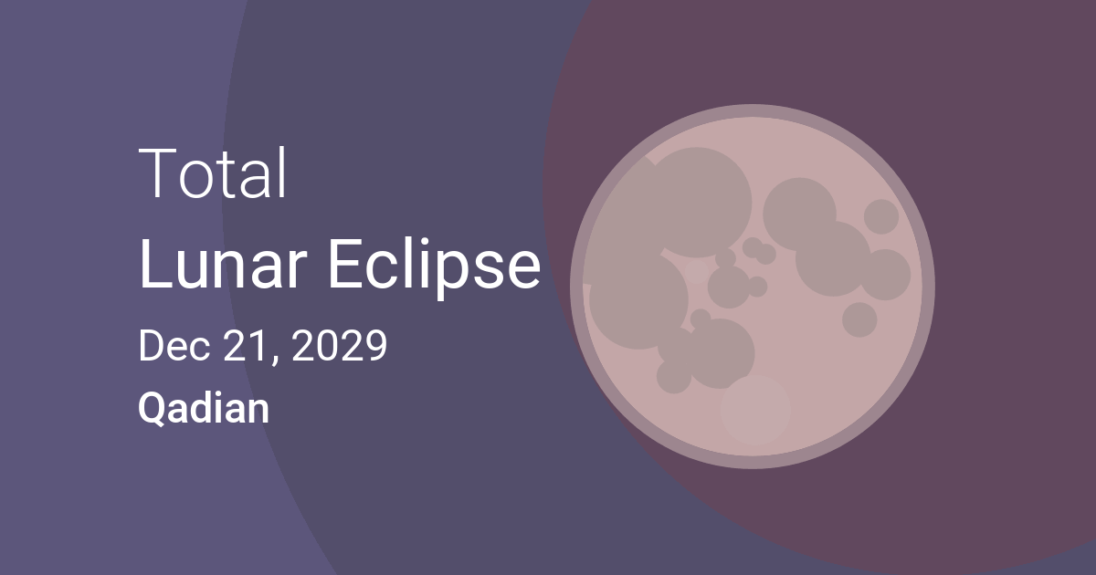 Eclipses visible in Qadian, Punjab, India Dec 20, 2029 Lunar Eclipse