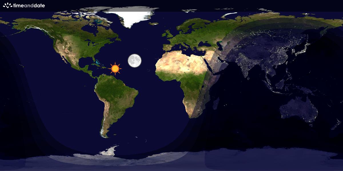 Die Karte zeigt an, wo gerade Tag und wo Nacht ist auf der Erde