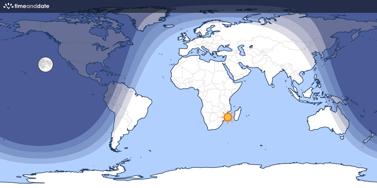 Map showing day and night parts of the world
